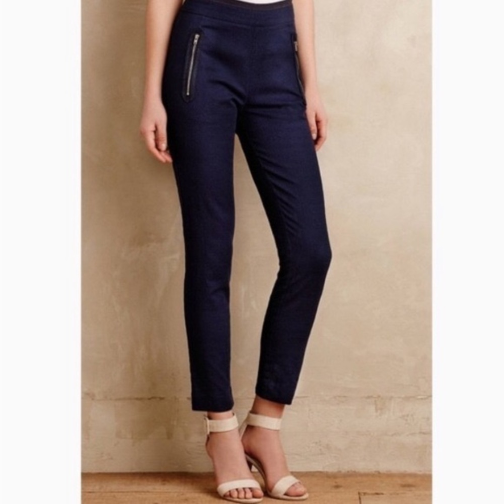 Anthropologie Navy Ankle Crop Pants